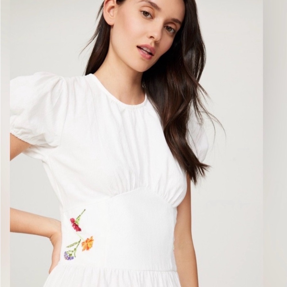 Lisa Says Gah Madison Midi Dress with Floral Embroidery